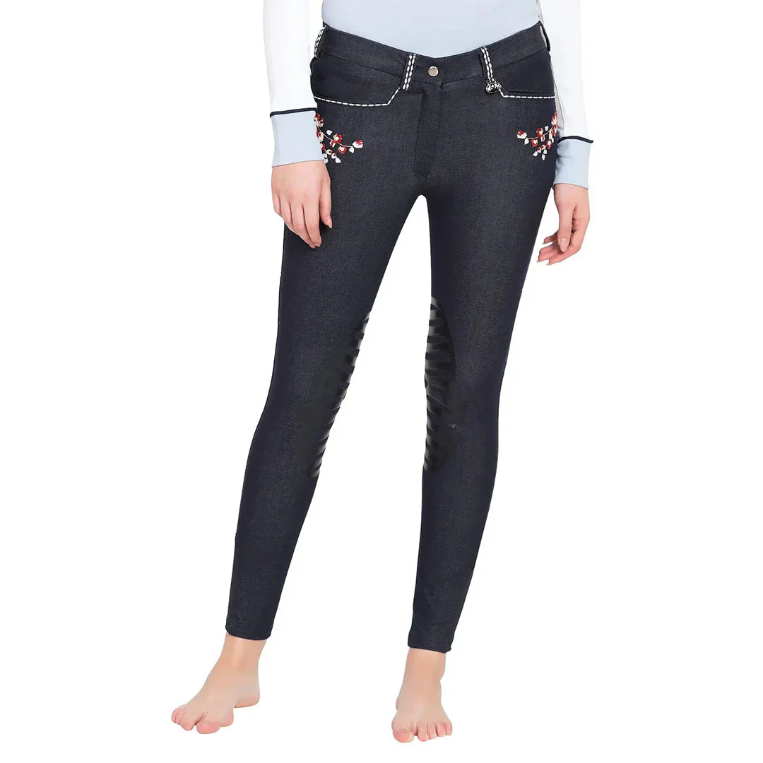 Equine Couture Ladies Alice Denim Embroidered Breeches Questions & Answers