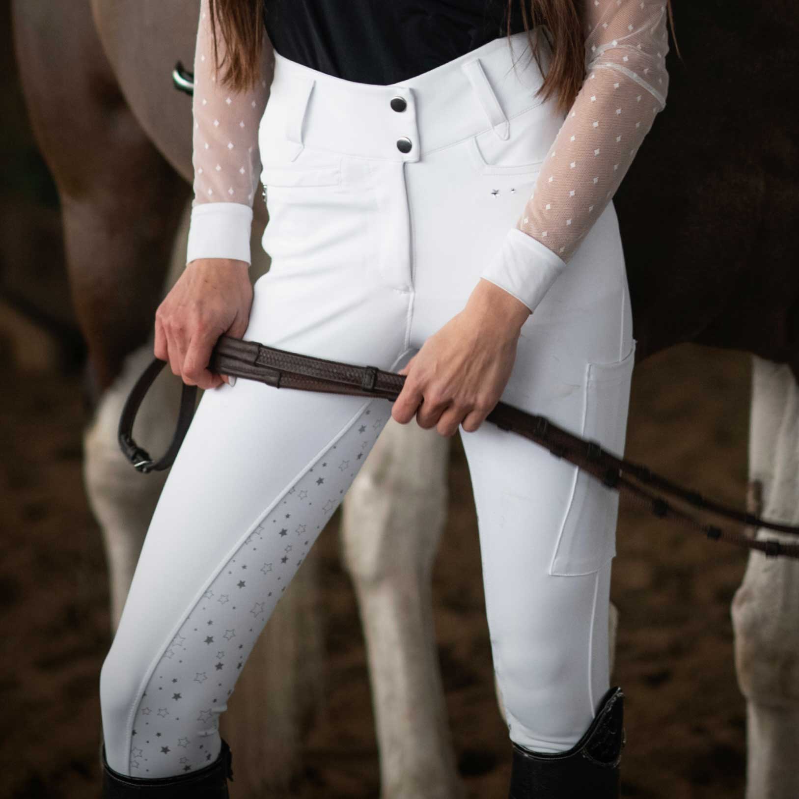 Dapplebay Shine On Compression Full Seat Show Breeches - White Questions & Answers